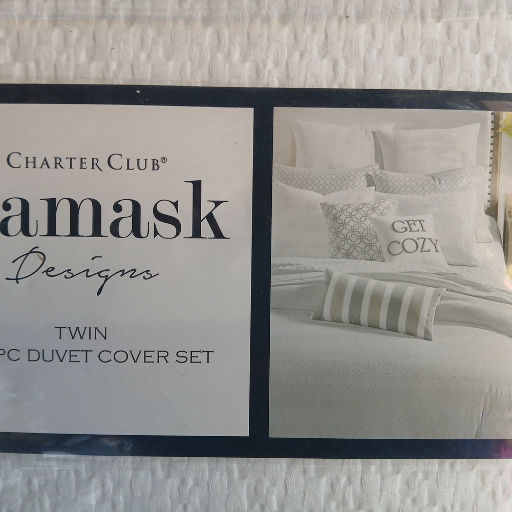 Charter Club Damask Designs Twin Duvet Cover Set - Cream